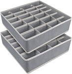 Yorgewd - 2 Pack, Foldable Drawer Dividers Wardrobe/Closet Organisers Storage Box for Socks, Ties, Underwear (Grey)