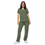 Monarch Uniforms Scrub Sets in Regular and Petite Stretchy Scrubs for Women Set of Scrub Top and Scrub pants, Olive Green, Medium