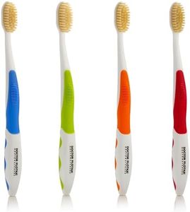 MOUTHWATCHERS Dr Plotkas Extra Soft Bristle Flossing Toothbrush Manual Soft Toothbrush for Adults, Ultra Clean Toothbrush, Good for Sensitive Teeth and Gums, Variety 4 Pack, Colors May Vary