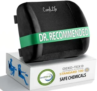 ComfiLife Lumbar Support Back Pillow Office Chair and Car Seat Cushion - Memory Foam with Adjustable Strap and Breathable 3D Mesh (Black)