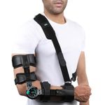 Tynor ROM Elbow Brace, with Adjustable Range of Motion | Support Elbow Injuries, Post-Surgery Recovery, Stabilizing Arm Brace for Pain Relief & Joint Protection | Universal Size, Right (1 Unit, Black)