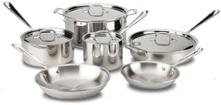 All-Clad D3 Stainless Cookware Set, Pots and Pans, Tri-Ply Stainless Steel, Professional Grade, 10-Piece, 8400000962