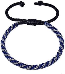 Origin Siam Handmade Thai Woven String Bracelet | Wax Cotton Knot Thread Wristband | Adjustable Unisex Friendship Band For Men and Women (Blue Gray (Sliding Knot))
