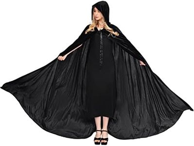 Chitomars Capa con Capucha, Tamaño Grande Halloween Capa Disfraz Mujer Terciopelo Cosplay Capa de Vampiro o Bruja Halloween Carnaval Mascarada Fiesta Adulto Disfraces Negro