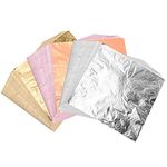 FEPITO 300 Sheets Imitation Gold Leaf, Rose Gold Leaf, Silver Leaf for DIY Crafting Decoration Arts Project (14x14cm)