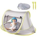 Breathable Baby Beach Tent,Waterproof Upf 50+ Sun Shade Baby Tent,Portable Pop up Tent with Tent Pegs for Baby Family Picnic Garden,Tech Pet Tent Cave Bed for Cats/Small Dogs