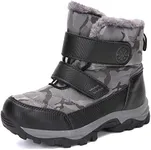 UBFEN Boys Girls Snow Boots Kids Winter Warm Outdoor Slip Resistant Cold Weather High Top Shoes Size 1.5 Big Kid