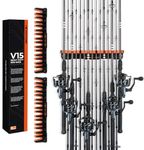 KastKing V15HD Heavy Duty Vertical Fishing Rod Holder – Wall Mounted Fishing Rod Rack, Store 15 Large Rods or Fishing Rod Combos in 18 Inches, Great Fishing Pole Holder and Rack, 2 Packs