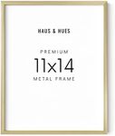 HAUS AND HUES 11x14 Gold Poster Frame - 11x14 Picture Frame Gold, Gold Certificate Frame, Aluminum Diploma Frames 11x14, Gold Picture Frame, Gold Wall Metal Poster Frame (Gold Aluminum Frame)