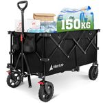 Hikenture Folding Wagon Cart, Large Capacity Foldable Wagon, Heavy Duty Utility Beach Wagon with All-Terrain Wheels, Portable Outdoor Collapsible Wagon for Sand for Beach, Garden, Camping, Shopping