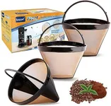 KEEPOW Reusable Coffee Filters 8-12 cup, 3-Pack Cone Coffee Filters #4 Gold Permanent Coffee Filter Compatible with Cuisinart, Ninja CFP301, Hamilton Beach, Size 04 Pour Over Coffee-maker Dripper