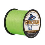 HERCULES Braided Fishing Line 300m 328yds 6lbs-100lbs Pe Superline 4 Strands (Fluorescent Green 60lb/27.2kg 0.40mm)