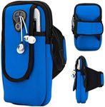 Sports Phone Armband, Universal Cell Phone Arm Holder Case for iPhone X/XR/XS/MAX/8/6Plus,Samsung Galaxy S7/S8,LG/Android/Key, Waterproof Phone Pouch Arm Band Fit Runner/Exercise/Gym, Blue