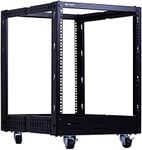 RackPath 12U Open Frame Server Rack – Heavy Duty 4 Post Adjustable Depth with Casters, Black