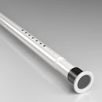 Oxdigi Tension Curtain Rods Adjustable Shower Curtain Rod Spring Tension 102.8-122.4 Inches, Long Curtain Rod No Drill No Rust Antislip Heavy Duty for Bathroom, Windows, Closet, Room Divider, White