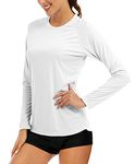 MAGCOMSEN Running Shirts Performance T Shirts Athletic Shirts Tank Top Gym Shirts Women Long Sleeve Shirts Casual Womens UV Protection Shirts White