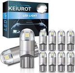 Keiurot T10 501 LED Bulbs W5W 194 168 2825 Wedge Led Car Bulbs White Interior Dome Map Door Light Led Side light Bulb Number Plate Bulbs DC12V,Pack of 10