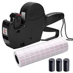 MX-5500 8 Digits Price Tag Gun with 5000 White Sticker Labels and 5 Extra Inker, Price Gun with Labels Kit, Label Maker Pricing Gun Kit, Numerical Tag Gun for Office, Grocery Store Marking (Black)