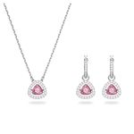 Swarovski Millenia Necklace and Earrings Set, Pink Trilliant Cut with White Brilliant Cut Pavé Crystals, Rhodium Plated from the Millenia Collection