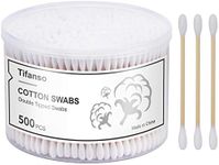 Tifanso 500 Count Cotton Swabs, Natural Double Round Cotton Tip Cotton Buds with Strong Wooden Sticks for Ears, Cruelty-Free Ear Swabs, Wooden Cotton Sticks with Storage Box