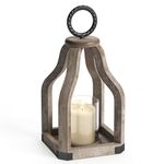 Barnyard Designs Wood Lantern Decor, Rustic Decor Candle Lantern, Outdoor Lanterns Farmhouse Candle Holder, Decorative Wedding Farmhouse Table Decor, Brownish Grey (1, Small)