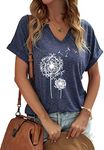 Women's Floral T-Shirts V-Neck Dand