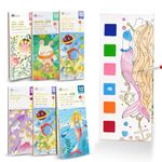 Party Propz DIY Return Gifts For Birthday For Kids-6Pcs with 12 Sheets Magical Water Book For Kids| Coloring Drawing Books with 6 Water Color Paint in Each Sheet & 1 brush | Gift For Girls | Painting Station For Kids