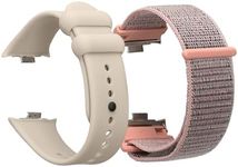 kwmobile Smartwatch Band Compatible with Xiaomi Redmi Watch 4 Strap - 2X TPU Silicone and Nylon Straps - Beige/Dusty Pink