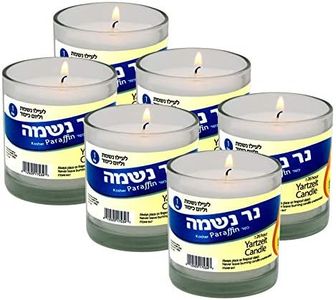 Yahrzeit Memorial Candle 24 Hours Burning Time in Glass Holder- 6 Pack - to Light in Memory of Lost Loved Ones Funeral Shiva yartzeit or Emergency Candles- Nice Glass Tumbler Cups- Light 1 Day