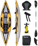 Driftsun Almanor 110 Inflatable Kayak - Yellow Single-Person Recreational Touring Kayak Package Includes EVA Padded Seat with High Back Support, Paddle, Pump and Travel Bag