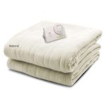 BIDDEFORD BLANKETS Comfort Knit Electric Heated Blanket with Analog Controller, Twin, Natural