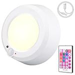 BIGMONAT Wireless Shower Light USB Rechargeable, Motion Sensor Ceiling Light with Remote and Timer, RGB Bathroom Light, Dimmable LED Battery Light for Closet Pantry Bedroom Dorm, 220LM,1 Pack, White