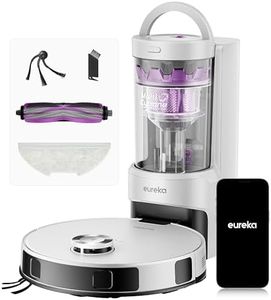 EUREKA E20 Evo Plus Robot Aspirapolvere e Lavapavimenti, 10.000Pa, Anti-Groviglio, 180min Autonomia, Mappatura LDS, Base Senza Sacchetto, Controllo Vocale, Bianco