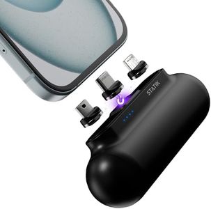 Statik Snap-N-Charge Mini Portable Charger for iPhone, Magnetic Power Bank, 3,000mAH 10W Battery Pack, 3-in 1 Magnet Tips USB C, Micro USB and iProduct, Sleek Black Compact Powerbank