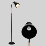 Amdelne Floor Lamp, Floor Light for Living Room,Holder Without Bulb,E27 Lamp 60W Max, Black Floor Lamp Adjustable Metal Heads Corner Industrial Floor Lamp for Bedroom, Living Room (Black)