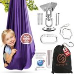 SAVOIZ Sensory Swing - Therapy Swing for Kids- Great for Sensory Processing Disorder, Autism, ADHD- Reversible (Purple) -Outdoor Swing - Kids Sensory Hammock has a Calming Effect on Children