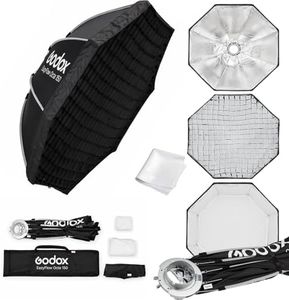 GODOX Softbox Godox EazyFlow Octa 150 Octagonal Softbox, 59" Quick-Folding Portable Light Modifier with Honeycomb Grid, Bowens Mount for Studio Flash & LED Video Light, Professional Soft Lighting