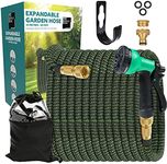 Supply Cube 50FT Expandable Garden Hose - Flexible Garden Hose with 8 Spray Modes - Anti-Leak Retractable Hose Pipe with 3/4 in. Brass Connector - Multi-Purpose Expanding Hose Pipe - Black & Green