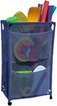 Pool Bins Slim Rolling Pool Noodle Storage Organizer Bin, Space Saver (14.4" W x 24.6" L x 42.5" H), Blue