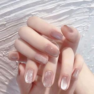 Press on Nails Cat Eye Glitter Design False Nails Square Fake Nails Full Cover Fake Nails Fashion manicures for Women and Girls 24 Pcs