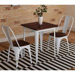 JAE Furniture Metal 2 Seater Dining Set with Sheesham Wood Top | Patio Furniture for Home | Balcony Chair and Table 2 Chairs + 1 Table (White)