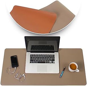 Desk Mat Brown & Dark Brown 17x36 - Computer, Laptop, Keyboard & Mouse Pad Organizer - Leather Cover Office Table Protector - Double Side Gaming Surface with Colors - Typing & Writing Accessories