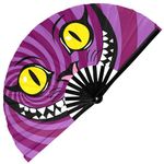 GloFX Large Hand Fan - Alice in Wonderland Cheshire Cat Fan - Bamboo Folding Fans for Rave Accessories and Festival Essentials