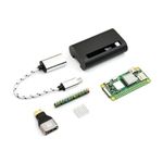 Pi Zero 2 W Starter Kit - Includes Official Raspberry Pi Zero 2 W, Aluminum Alloy Mini HDMI to HDMI Adapter, Glossy Black Case, Heat Sink, Color-Coded 20-Pin GPIO Header, and Micro USB OTG Cable