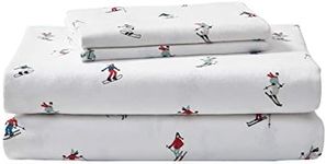 Eddie Bauer - King Sheet Set, Warm Breathable Cotton Flannel Bedding with Deep Pockets, Brushed for Extra Softness, Cozy Home Decor, Oeko-Tex Certified (Ski Slope, King)