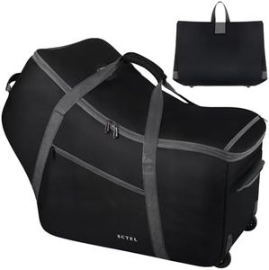SCTEL Car Seat Travel Bag with Wheels Fits All Nuna Pipa car seat and Base, Chicco Keyfit 35 and Anti-rebound Bar Base, Doona travel bag, Padded Infant Gate Check Bag with side pocket, Bumper Feet