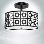 Depuley Stylish Semi Flush Mount Ceiling Lights,Black Iron Drum Cover Pendant lamp, Chandelier Lighting with 3 Bulb Socket in Chrome Finish for Living Dining Room Bedroom Hallway (Bulbs Not Included)