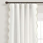 Lush Decor Coastal Chic Scallop Edge Window Curtain Panel Pair, 52" W x 84" L, Gray & Off-White