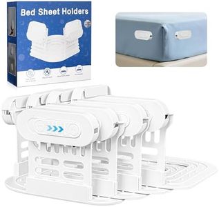 AMOVO Bed Sheet Holders for Corners Fitted Sheet Grippers Heavy Duty Bedsheet Holders, Keep Sheets on Bed Tight & Firmly, Secure Locks for Mattress Flat Sheet, Gentle on All Fabrics (Matte White)