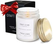 Fresh Linen Candles | Premium Fall Candle 8 Oz, 45 Hour Burn, Long Lasting Candles, Holiday Candles, Fall Candles for Home | Christmas Scented Candles, Masculine Candle | Mens Candles for Home